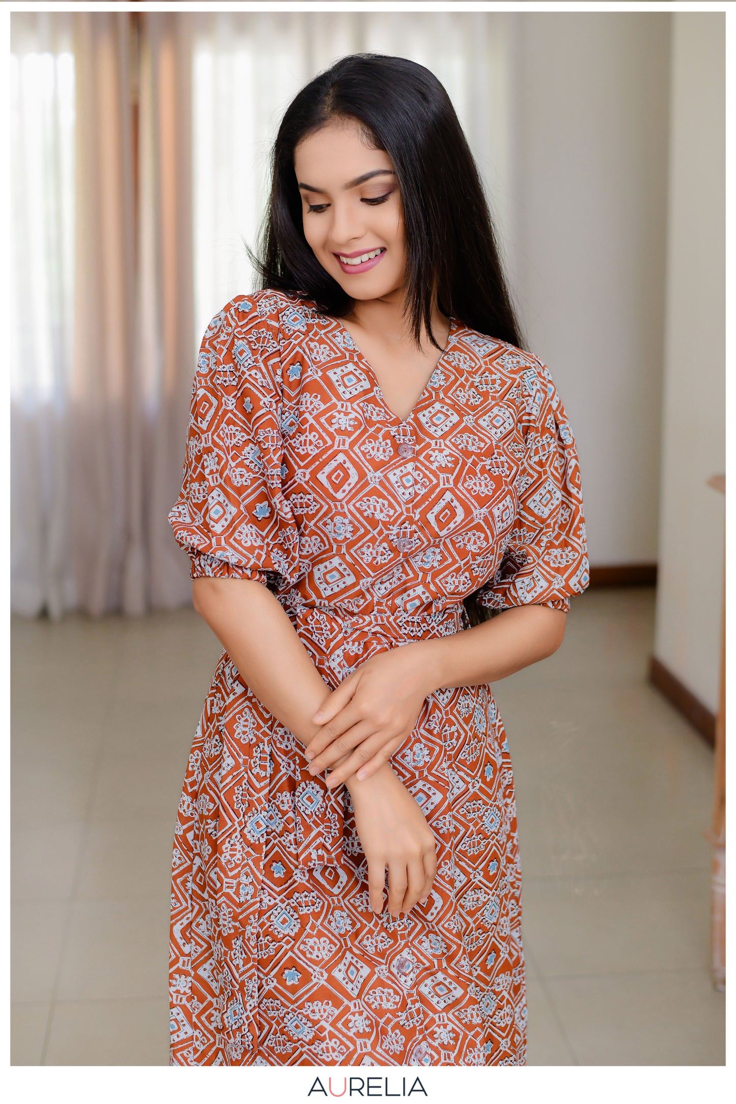 AURELIA BUTTON DOWN BELTED DRESS