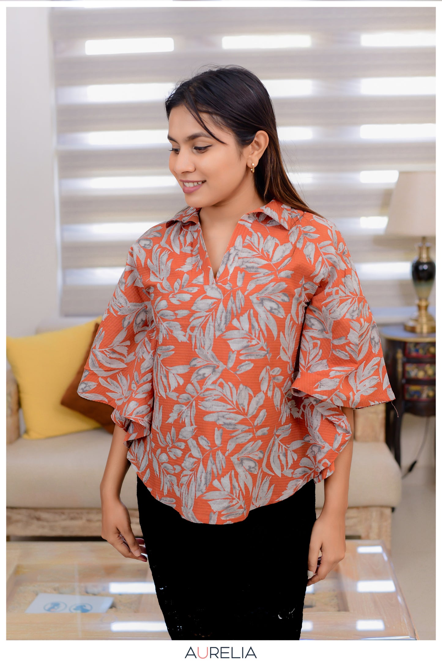 FLORAL PRINTED KAFTAN BLOUSE