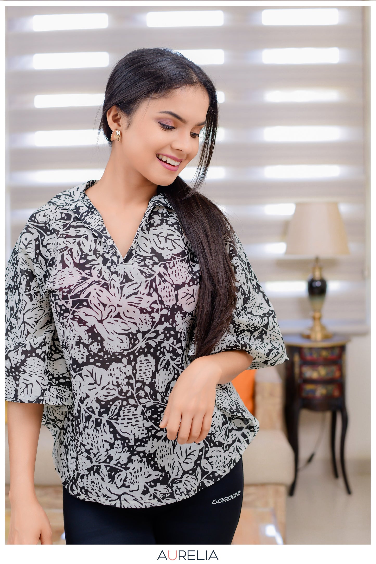 FLORAL PRINTED KAFTAN BLOUSE