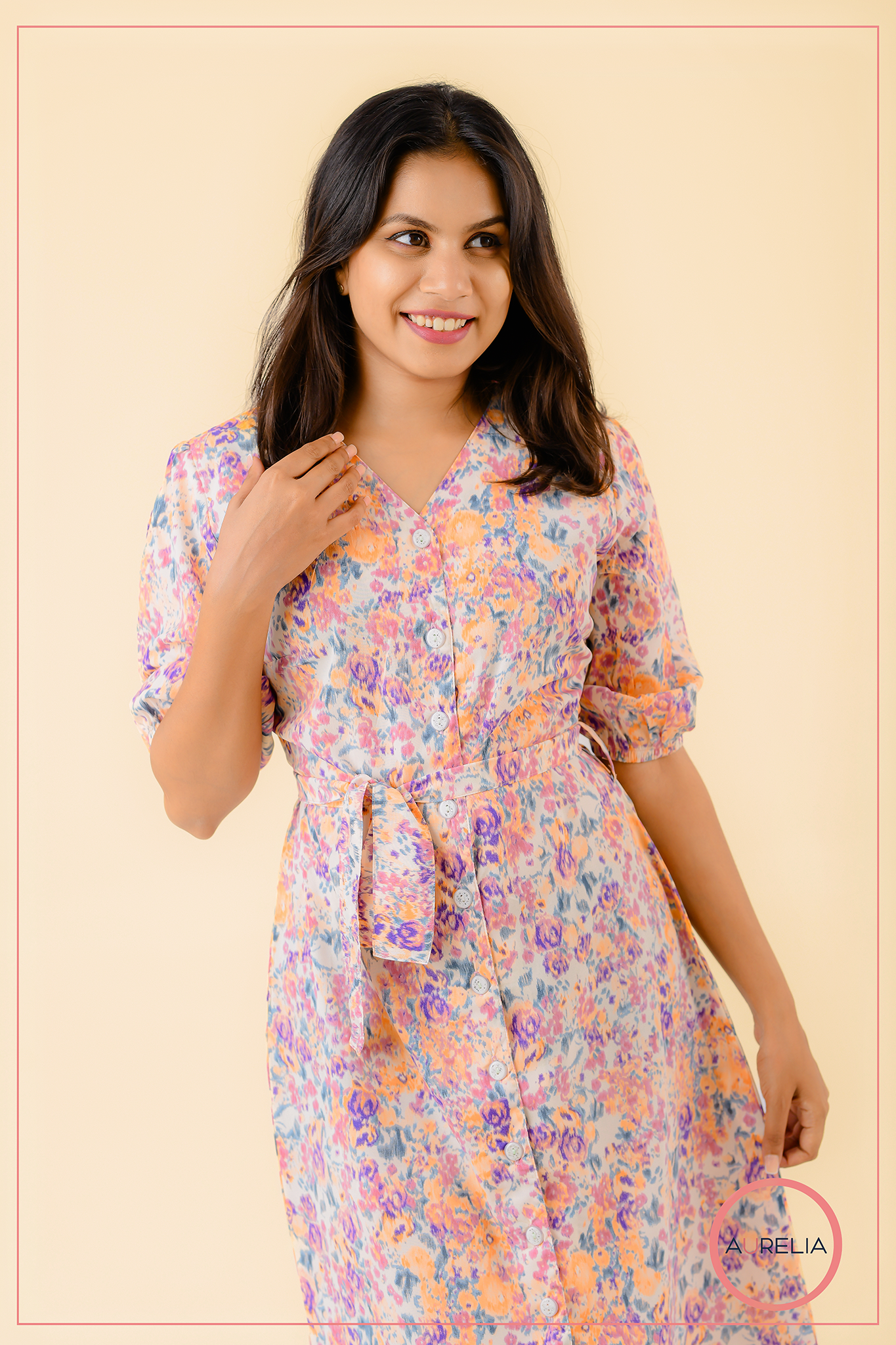 AURELIA BUTTON DOWN BELTED DRESS