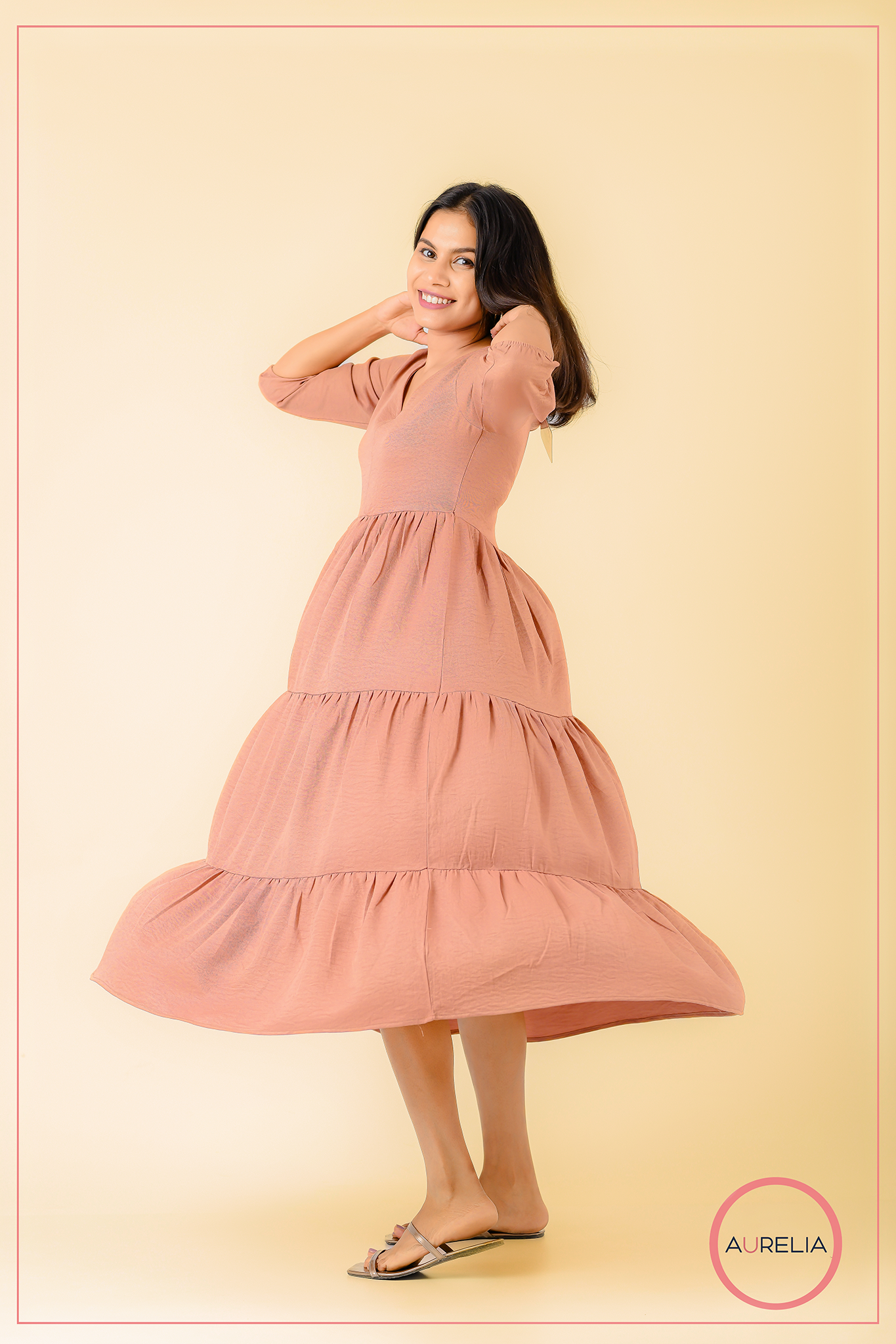 AURELIA PINK GATHERED DRESS