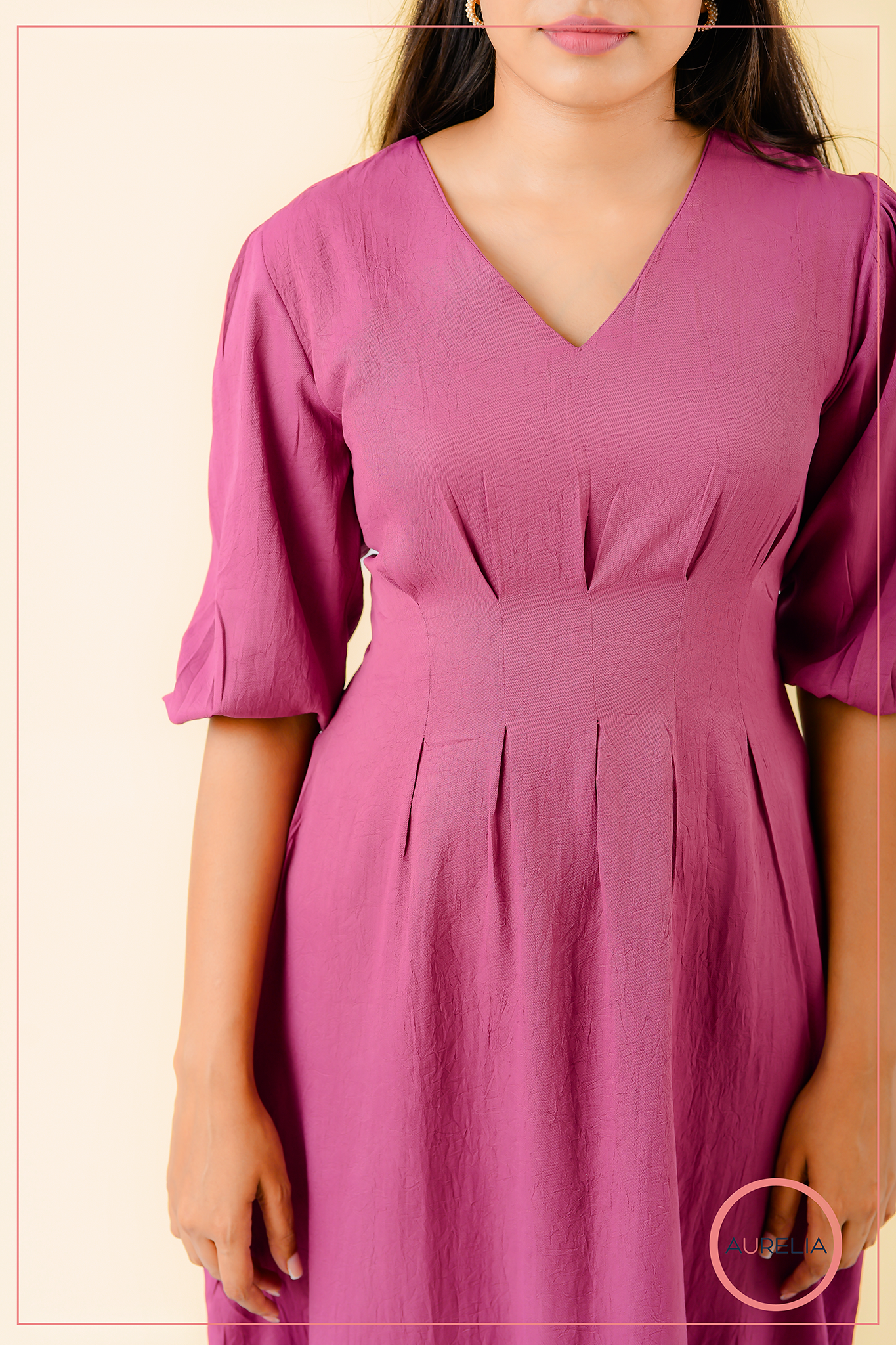 AURELIA PINK MID PLEATED MIDI DRESS