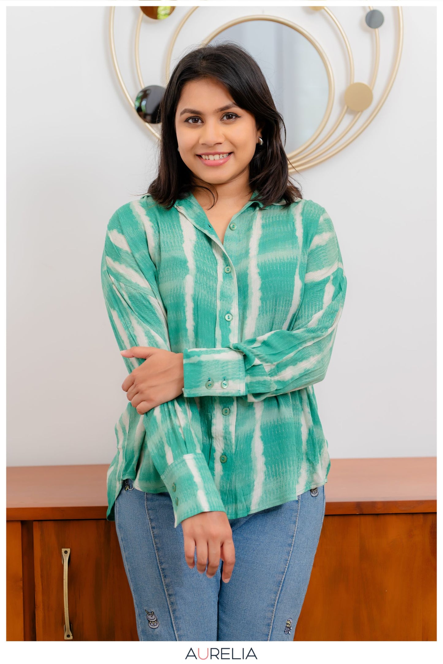 ABSTRACT FLORAL PRINTED OVERSIZED SHIRT
