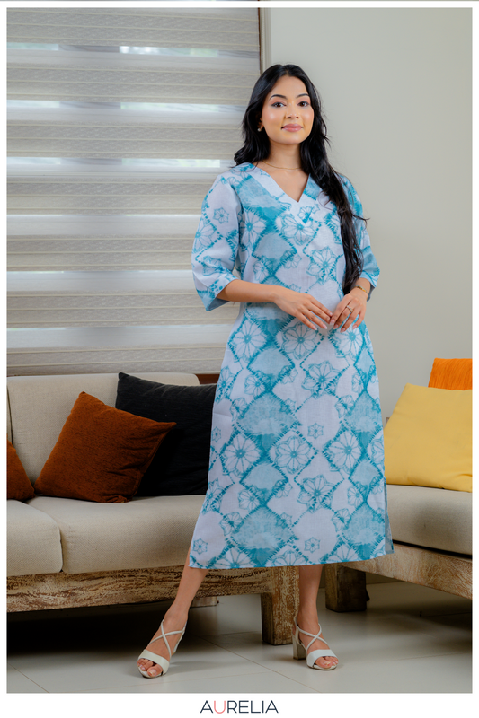 Ocean Breeze V-Neck Midi Dress