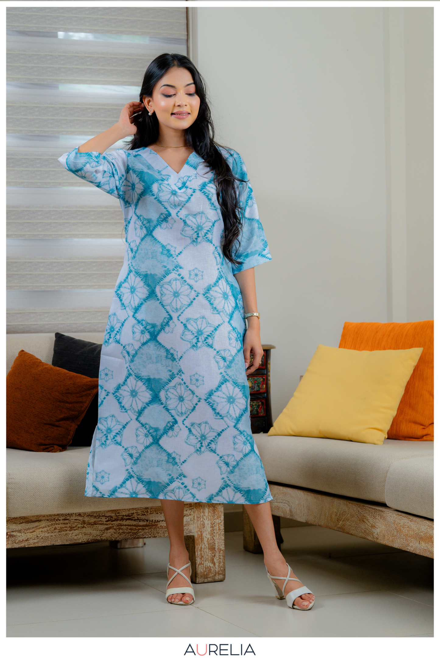 Ocean Breeze V-Neck Midi Dress