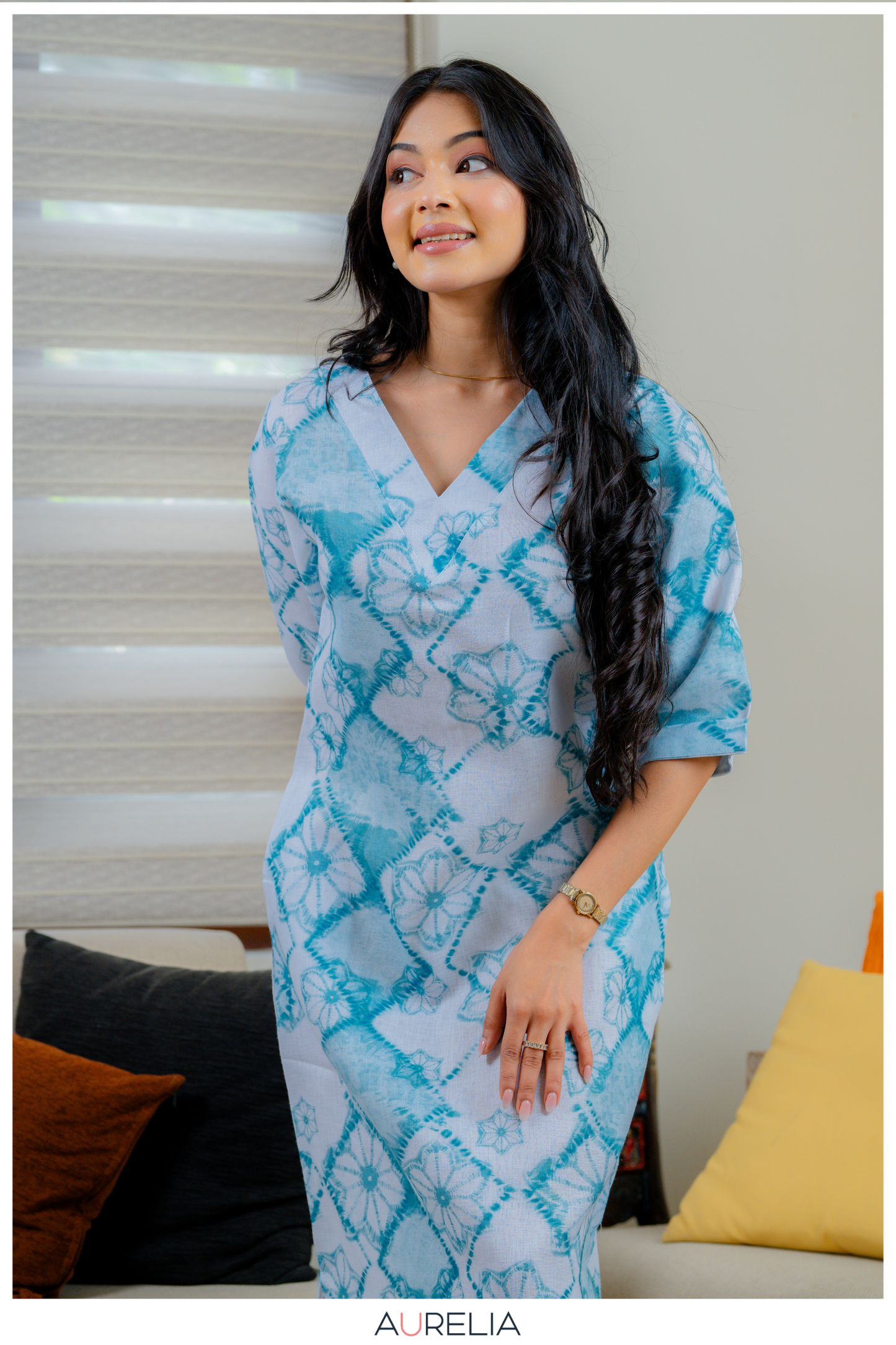 Ocean Breeze V-Neck Midi Dress
