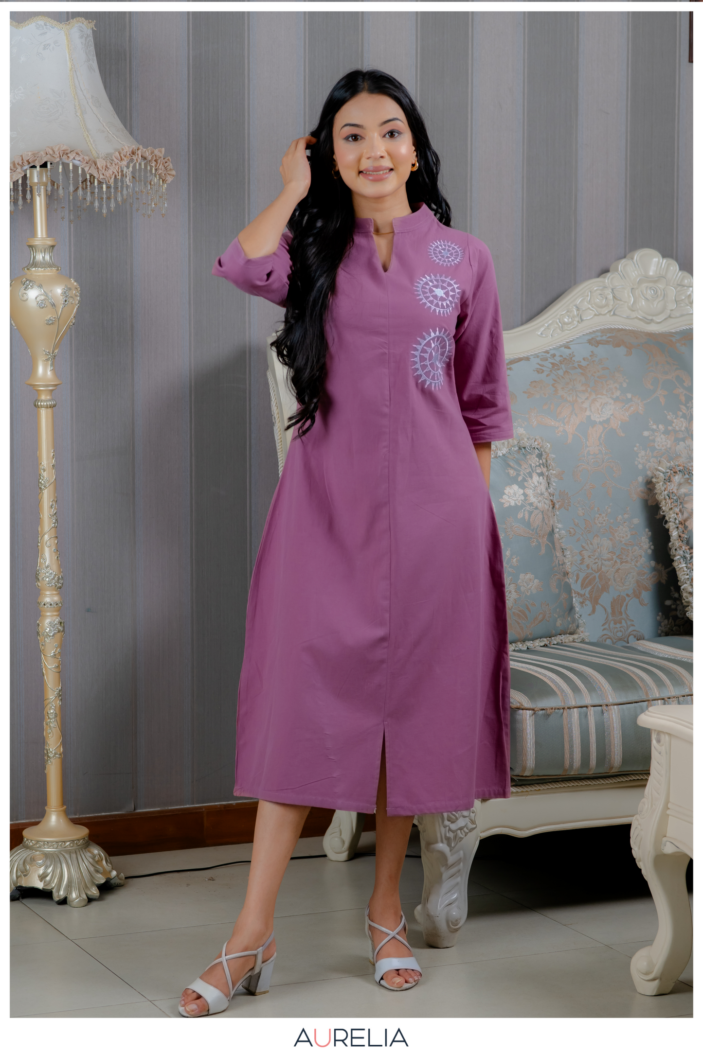 Lavender Aura Buttoned dress