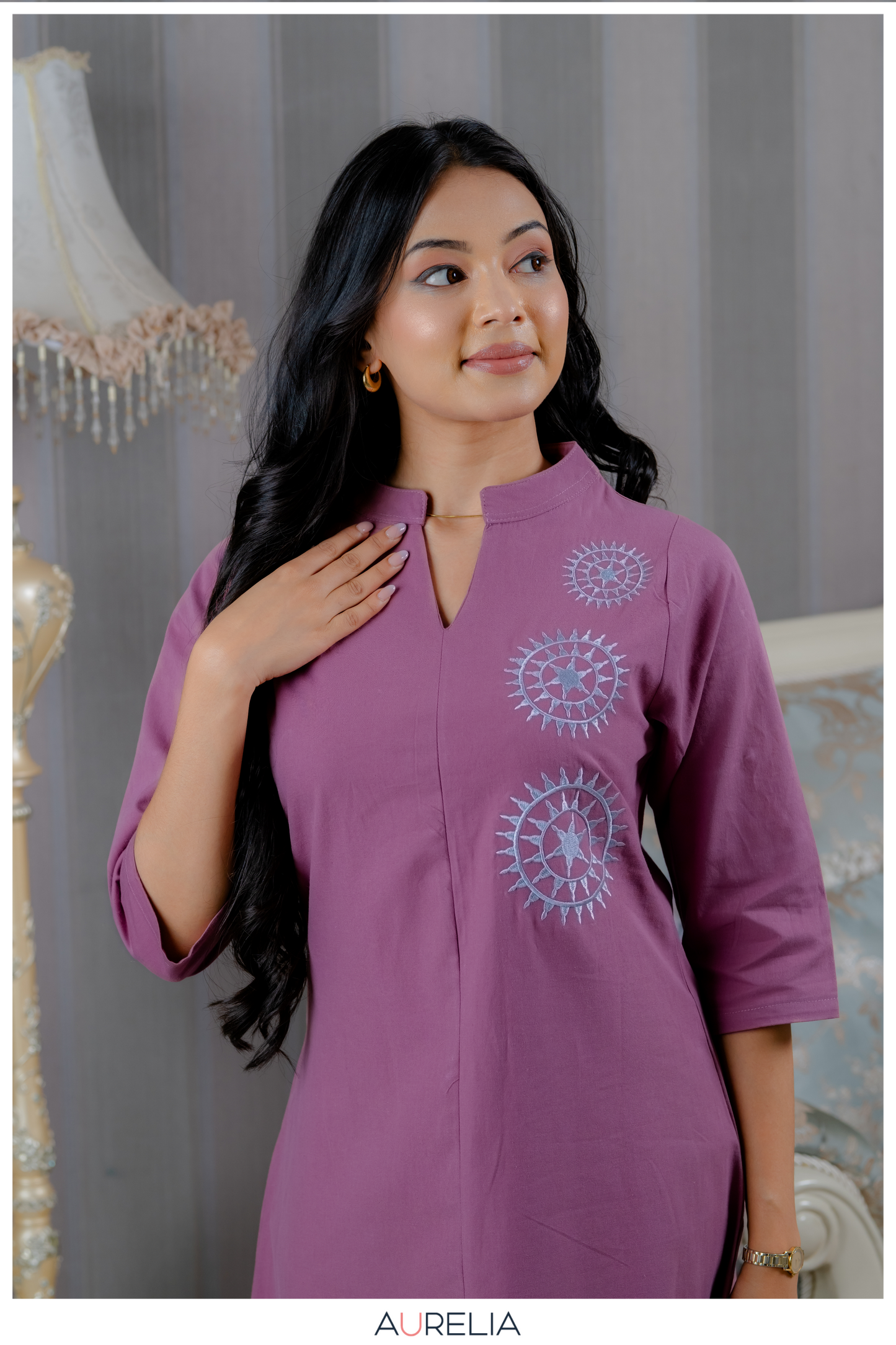 Lavender Aura Buttoned dress