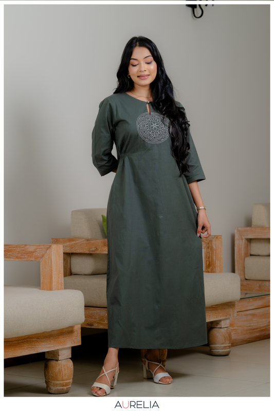 Midnight Mandala Embroidered Dress