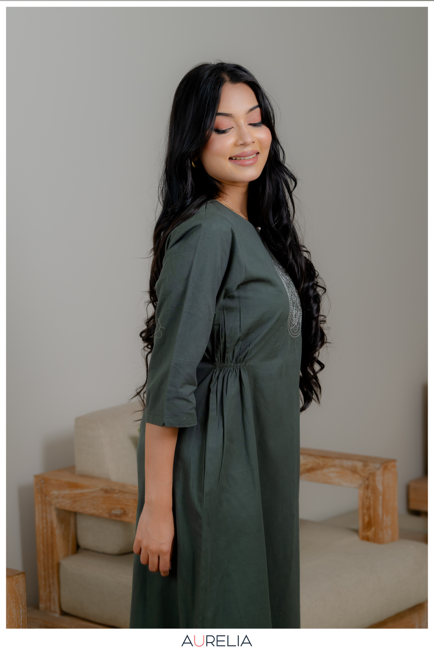 Midnight Mandala Embroidered Dress