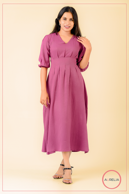 AURELIA PINK MID PLEATED MIDI DRESS