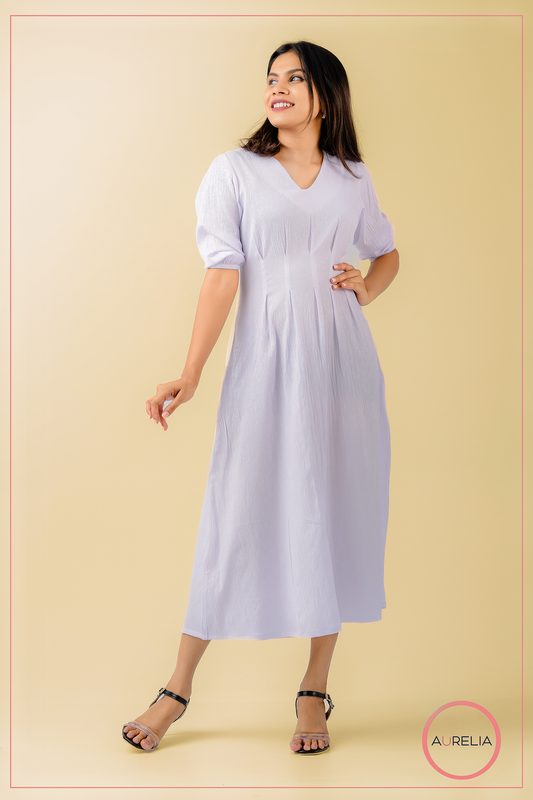 AURELIA WHITE MID PLEATED MIDI DRESS