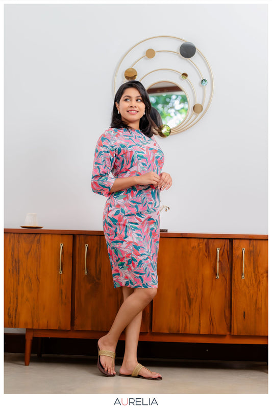 BODYCON FLORAL PRINTED SHORT DRESS