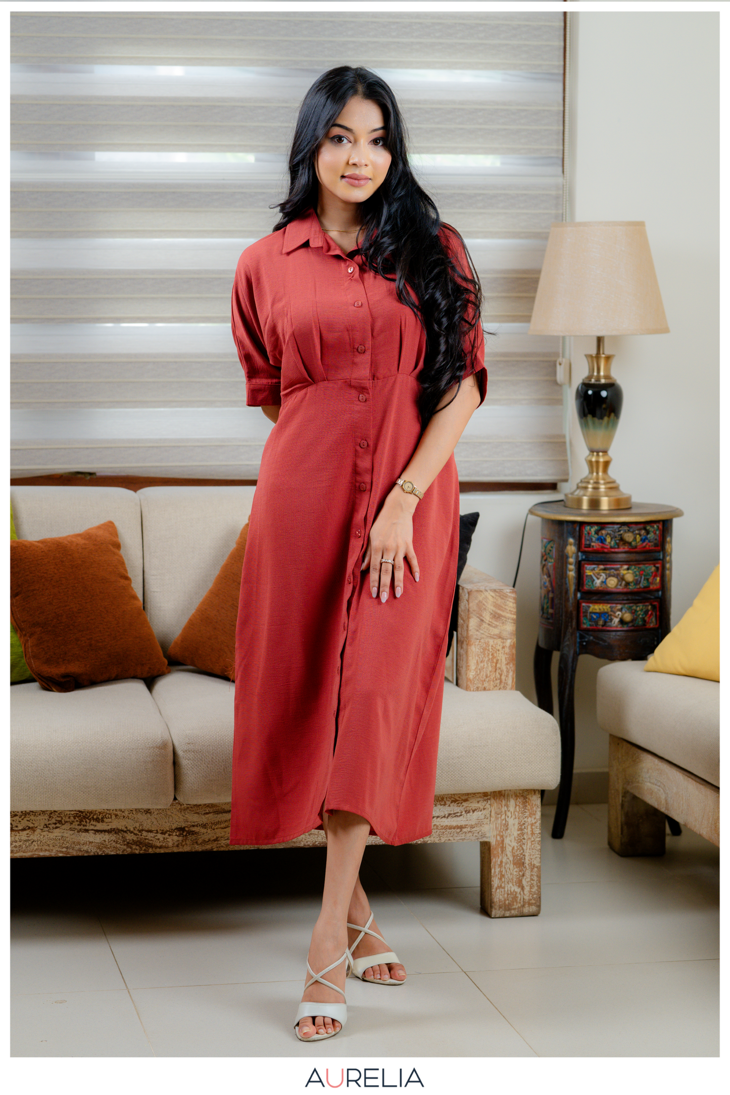 Rust Ember Midi Dress