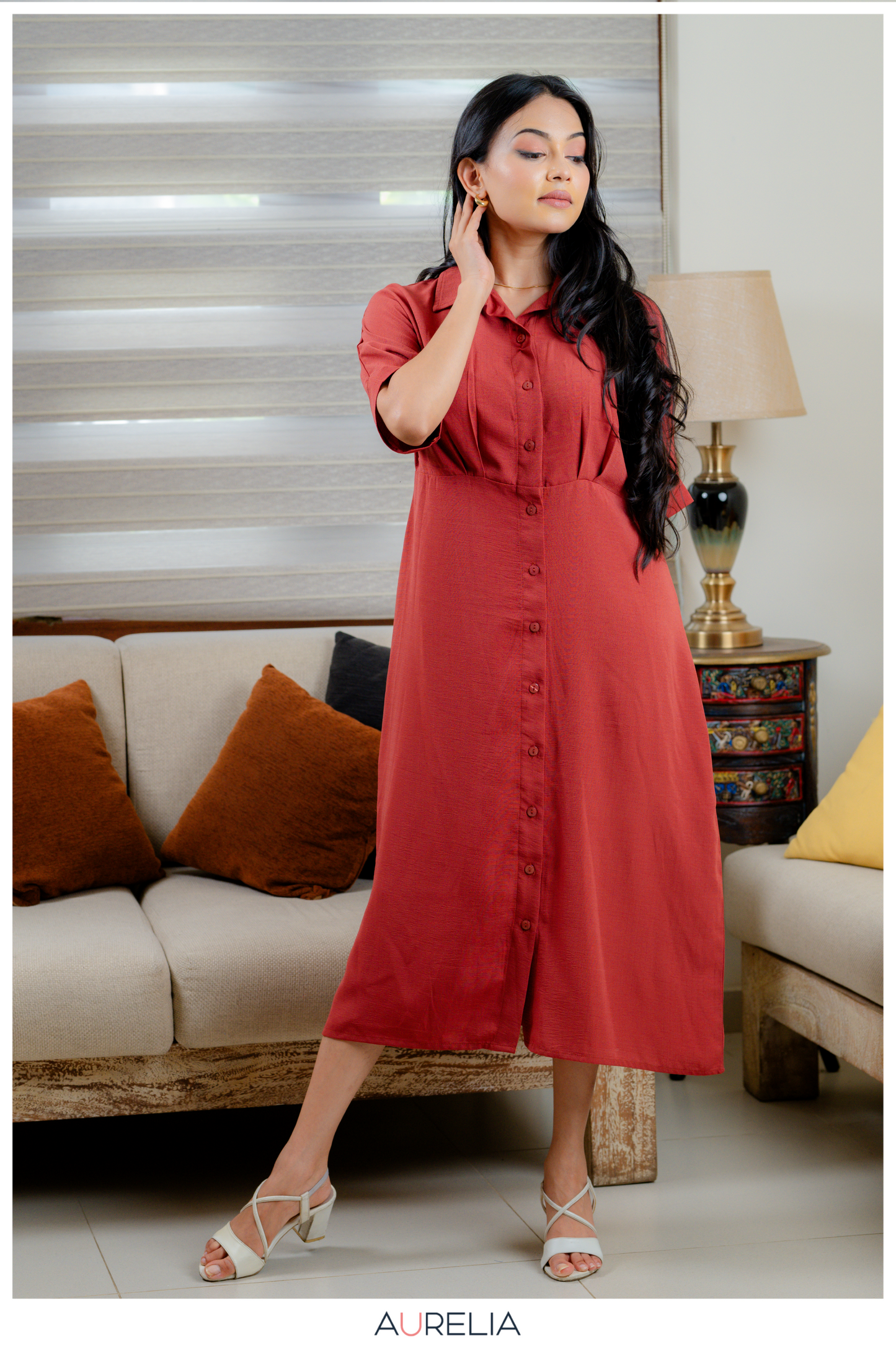 Rust Ember Midi Dress