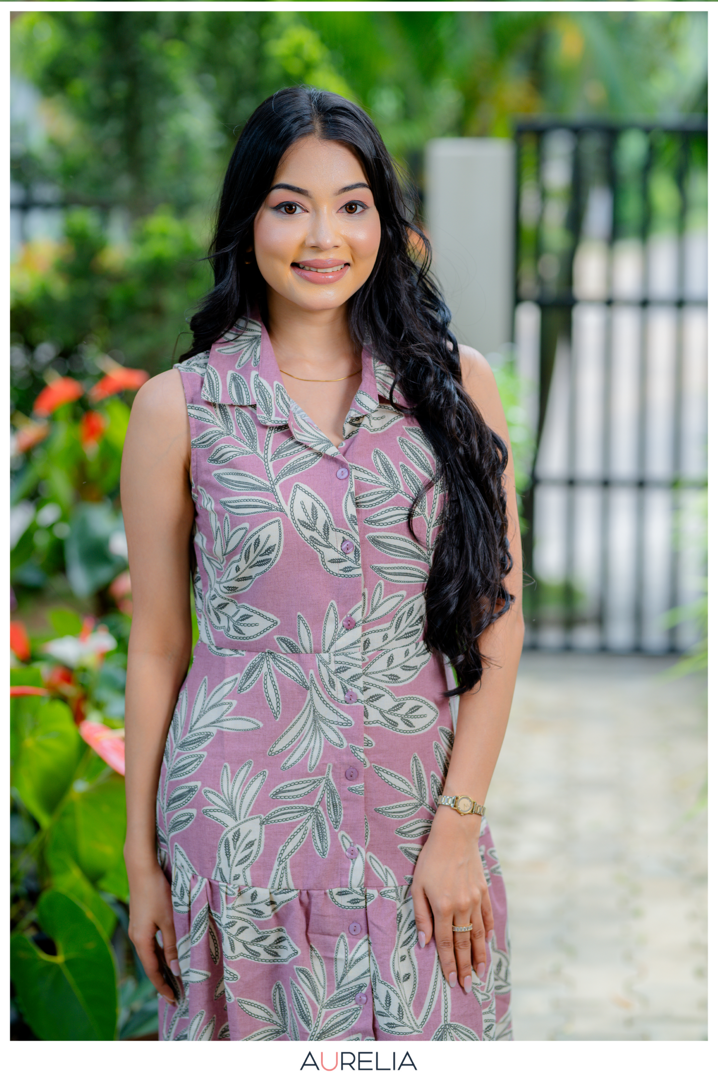 Peony Garden Sleeveless Midi Dress