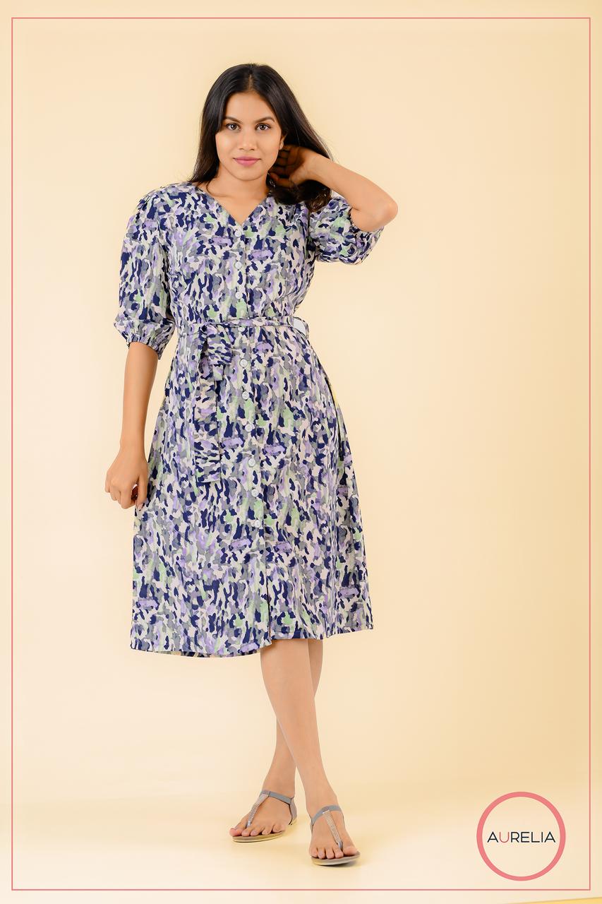 AURELIA BUTTON DOWN BELTED DRESS