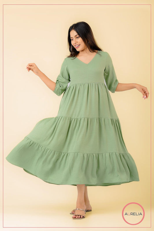 AURELIA GREEN GATHERED DRESS